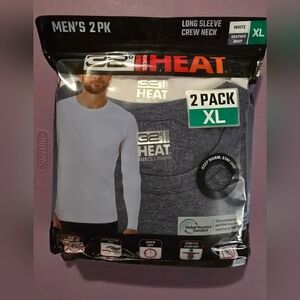 32 Degrees Men's Long Sleeve Crew Neck Shirt - White and Heather Navy